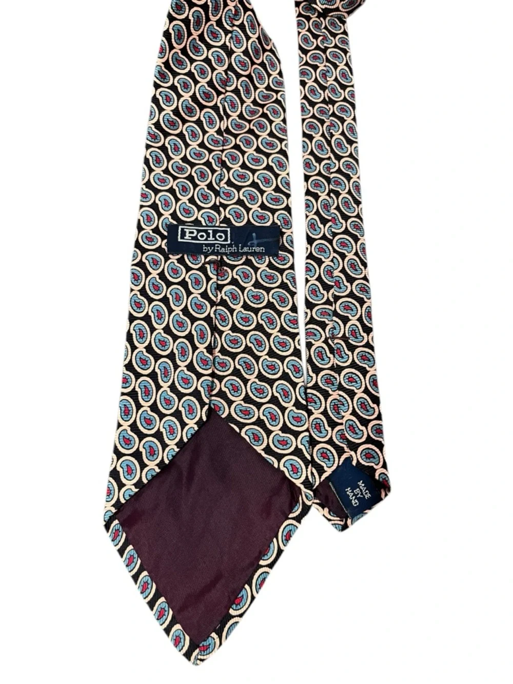 VTG POLO Ralph Lauren Silk Tie Brown Pink Blue USA Made Classic Neck Tie